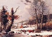 George Henry Durrie Gathering Wood for Winter France oil painting artist
